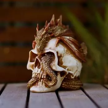 Хэллоуин Дракон Череп Фигурка Жуткий Готический Череп Модель Статуэтка Из Смолы Скульптура Главная