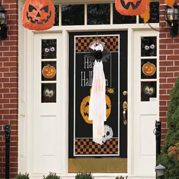Хэллоуин Дверная вешалка Знак Сад Подарок Патио Настенное украшение Подвеска для улицы 88x32cm With Spiders