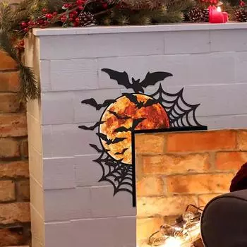 Хэллоуин Дверной Топпер Паутина Летучая мышь Луна Дверная Рама Угловой Декор Домашний Подоконник Знаки 20cm Right