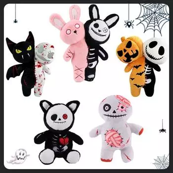 Хэллоуин Двуглавая тыква Мягкая игрушка Двуглавый череп Кролик Череп ужаса Белый призрак Светящийся зомби Кот Подарок на Хэллоуин