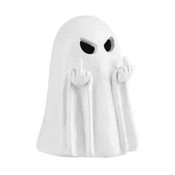 Хэллоуин Фигурка Призрака Смола Жуткий Палец Призрака Статуэтка Маленький Белый Призрак Настольные Украшения для Дома в Помещении Офисного Стола Декор 1pc B