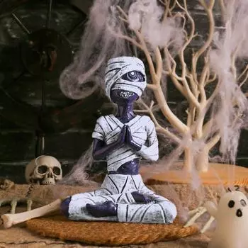 Хэллоуин Фиолетовая Мумия Настольное Украшение, Медитационная Статуя Орнамент Причудливый Дзен Декор Для Дома Хэллоуин Забавный Подарок На Новоселье