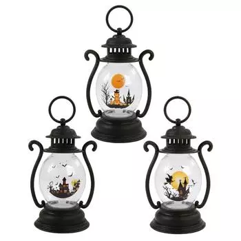 Хэллоуин Фонарь Светодиодные Свечи Страшные Сцены Огни Старинный Подвесной Фонарь Для Хэллоуина castle