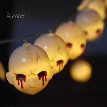 Хэллоуин гирлянды жуткая кукольная голова светодиодные украшения пластиковый череп свет для Хэллоуин вечеринка декор для дома и улицы S USB Plug