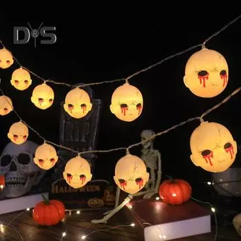 Хэллоуин гирлянды жуткая кукольная голова светодиодные украшения пластиковый череп свет для Хэллоуин вечеринка декор для дома и улицы S USB Plug