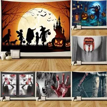 Хэллоуин Гобелен Ужас Зомби Гобелен Судный День Гобелен Настенный Спальня Гостиная Общежитие Настенный Декор Фон Ткань 100x75cm