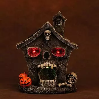 Хэллоуин голова дом с привидениями деревня фигурка украшение смоляной особняк освещенный декор для дома кухня камин стол украшения One Size