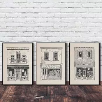 Хэллоуин Highstreet Плакаты и принты Настенная живопись Холст Картина подарок на Хэллоуин Черно-белая картина для гостиной Домашний декор 21x30cm No Framed