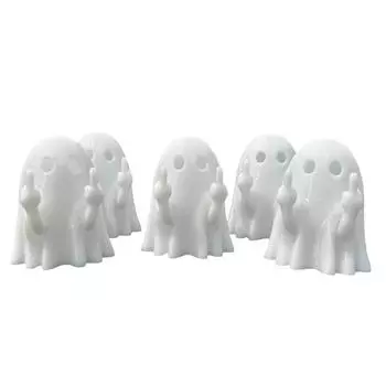 Хэллоуин Игрушка Пальчиковые куклы Палец вверх Призрачные фигурки Милая статуэтка призрака со средним пальцем Подарки-приколы для угощения или сладости, Сувениры для вечеринки 5pcs