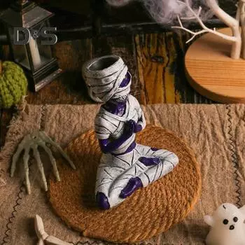 Хэллоуин Йога Мумия Украшение Страшная Статуя Зомби Смола Дзен Фиолетовая Мумия Скульптура для Хэллоуина Домашний Декор Рабочего Стола A