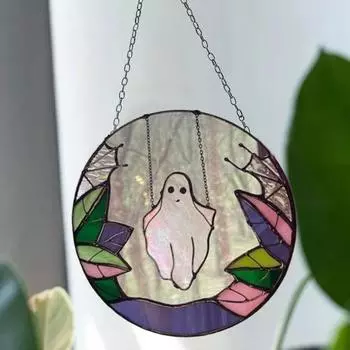 Хэллоуин Качели Призрак Подвесные Украшения Внутренние Уличные Акриловые Витражи Мультяшный Призрак