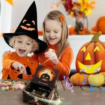 Хэллоуин канун деревянная антикварная гравированная музыкальная шкатулка ручной работы музыкальная шкатулка гравировка кошмар музыкальная шкатулка для вечеринки на Хэллоуин