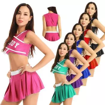 Хэллоуин Карнавал Черлидинг Косплей Костюм Школьная Униформа Комплект Спортивная Одежда S чёрный