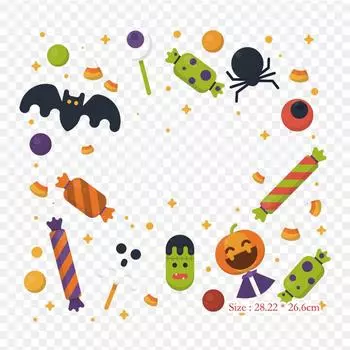 Хэллоуин конфеты термопереносная печать виниловые нашивки наклейки для одежды DIY аппликации моющиеся нашивки