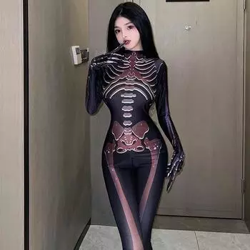 Хэллоуин Косплей Аниме Цельный трико Костюм Пара Кровать Страсть Искушение One Size