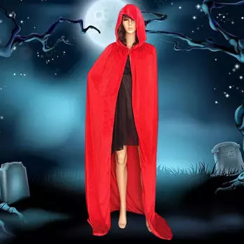 Хэллоуин Косплей Длинный плащ с капюшоном Аксессуары Мягкий и гладкий прочный костюм дьявола для красный
