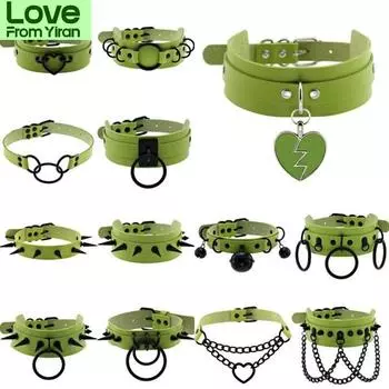 Хэллоуин Косплей Готический Зеленый Ошейник Ожерелья Для Женщин Эмо Панк Черный Шип Геометрия Подвеска Ожерелье Y2k Ювелирные Изделия Подарки