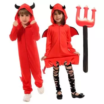 Хэллоуин Косплей Костюм Дьявола Мальчики Маскировка Дьявола Девочки Костюм Смерти Дети Дети Сатана Летучая мышь Призрак Детский Костюм e0637 [monoii] Детский