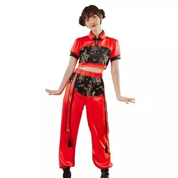 Хэллоуин Косплей Костюм Китайская китайская одежда Хэллоуин Косплей Кунг-фу Китайский стиль Костюм для взрослых женщин дамы [Bright Lala] cos058-RE-XL красный