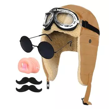 Хэллоуин Косплей Костюм Пилота Свиньи Пилот Банкетный Свиной Нос Шляпа Очки Косплей Набор Теплая Шапка Аниме Косплей Набор Забавный Зимний Использовать Холодно хаки