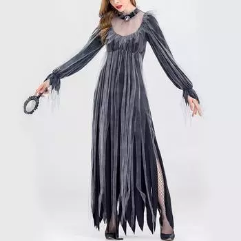 Хэллоуин Косплей Костюм Ведьма Ведьма Смерть Платье Развлечение Карнавальный Костюм Партии XL чёрный