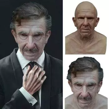 Хэллоуин косплей лысые или черные волосы старик лицевая маска жуткая морщинистая полная маска вечерние карнавальный реквизит #2