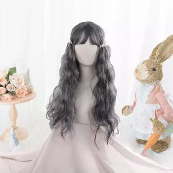 Хэллоуин Косплей Парик Длинные Природные Волны Корень Черный Омбре Серый Серебристый Синтетические Парики с Челкой для Женщин Парики Парики 65cm