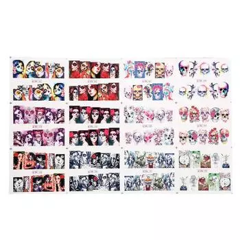 Хэллоуин косточка переводная наклейка для ногтей лак переводной маникюр украшение аксессуар