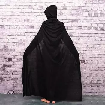 Хэллоуин костюм Длинные Черный Взрослый Смерть Косплей костюмы мысы с капюшоном плащ с капюшоном Ведьма Ведьма Роль роль