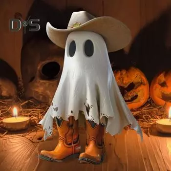Хэллоуин ковбой призрак фигурка смола мультфильм призрак статуя скульптура домашний офис книжная полка настольное украшение украшение для вечеринки белый