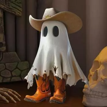 Хэллоуин ковбой призрак фигурка смола мультфильм призрак статуя скульптура домашний офис книжная полка