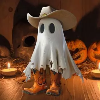 Хэллоуин ковбой призрак фигурка смола мультфильм призрак статуя скульптура домашний офис книжная полка настольное украшение украшение для вечеринки белый