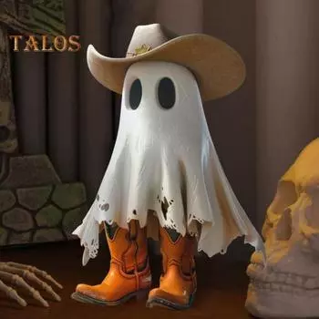 Хэллоуин ковбой призрак фигурка смола мультфильм призрак статуя скульптура домашний офис книжная полка настольное украшение украшение для вечеринки белый
