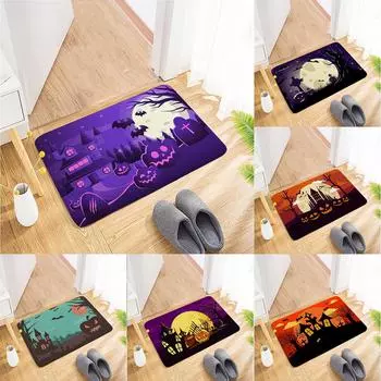 Хэллоуин Коврик Фланелевая Печать, Хэллоуин Ковер Дверные Украшения Дверной Коврик фиолетовый