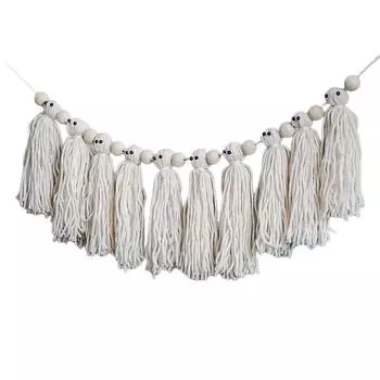 Хэллоуин Креативный Тканый Вручную Флаг с Кисточками Настенный Подвесной Декор для Спальни One Size