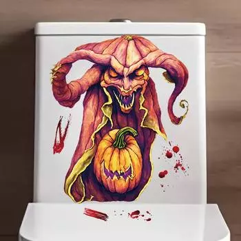 Хэллоуин Кровавая наклейка на крышку унитаза Страшные наклейки на сиденье унитаза Наклейки на стену в ванной Хэллоуин Окно Клин Украшения C