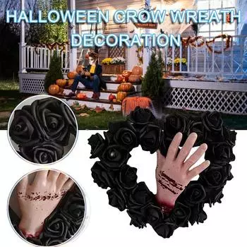 Хэллоуин Кровавые Руки Роза Венок Партии Двери Висит Гирлянда Декор Скелет clown