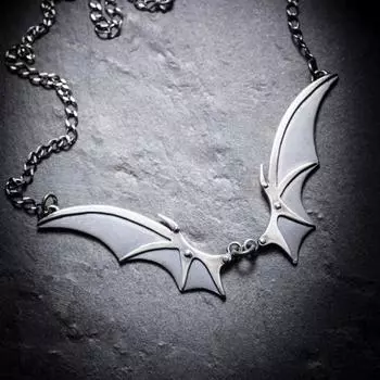 Хэллоуин Крыло Летучей Мыши Ожерелье Готический Прохладный Панк Черный Серебряный Цвет Твердый Сплав Гипоаллергенный Мужской Женский Ожерелье Модные Ювелирные Изделия Подарок античный серебряного