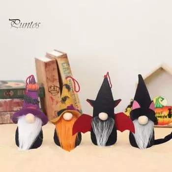 Хэллоуин Кукла-гном Жуткая летучая мышь Тыква-паук Черный кот Шляпа ведьмы Полная борода Настольный безликий гном Мягкое украшение Вечерние сувениры фиолетовый