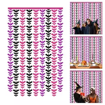 Хэллоуин летучая мышь кисточка бахрома занавеска для двери красочные ПЭТ ленты для праздничного украшения дома 1