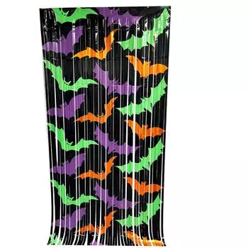 Хэллоуин Летучая мышь/ Тыква/ Привидение/ Дождевой занавес Украшение для фона вечеринки Дождевой занавес Фотореквизит One Size