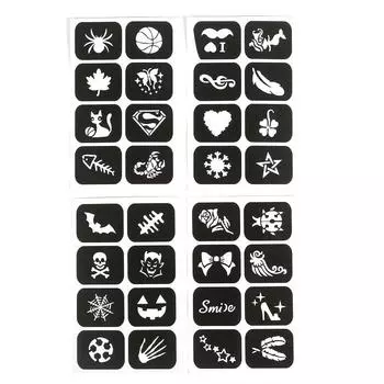 Хэллоуин Лицо Детские Татуировки Шаблоны Окрашенные Трафареты Блестящая Аэрография Детское Лицо Краска Татуировки Трафарет (Случайные узоры)) A1