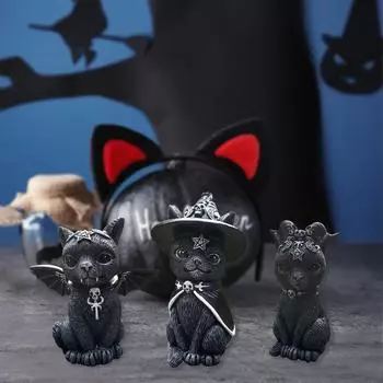 Хэллоуин магия кошка смола поделки маленькие украшения скульптура животных подарок настольные украшения