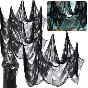 Хэллоуин Марлевые настенные украшения Черный полиэстер Домашний Сад Праздничные Принадлежности 76*180cm