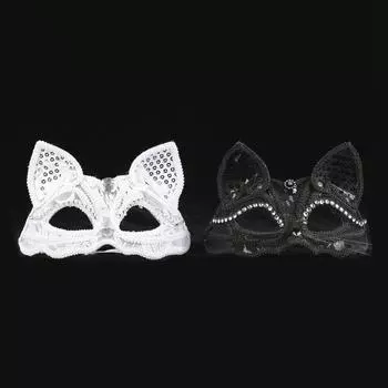 Хэллоуин маскарад вечеринка персонаж наряд полулицевая маска животного лиса сексуальная кружевная маска A
