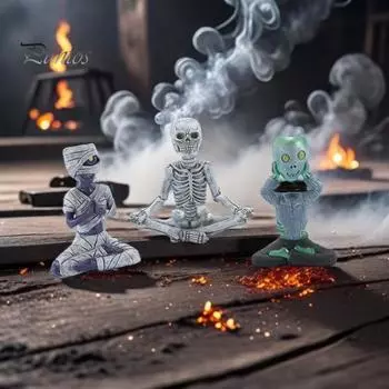 Хэллоуин Медитация Скелет Фигурка Жуткий Сидящий Череп Статуя Из Смолы Скульптура Для Домашнего Сада На Открытом Воздухе Домашнего Офиса Украшение Рабочего Стола Орнамент A