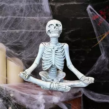 Хэллоуин Медитация Скелет Фигурка Жуткий Сидящий Череп Статуя Из Смолы Скульптура Для Домашнего Сада На Открытом Воздухе Домашнего Офиса Украшение Рабочего Стола Орнамент