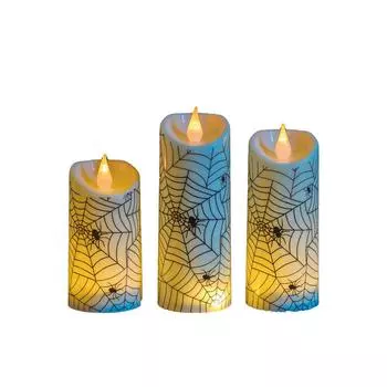 Хэллоуин Мерцающие Беспламенные Наклейки на Свечи Настоящий Воск Хэллоуин Светодиодные Свечи Для Страшного Хэллоуин Домашнего Декора One Size