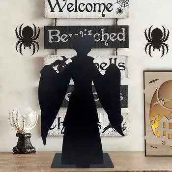 Хэллоуин Металлический силуэт ведьмы Украшение Черная ведьма Железный стол Знак Внутренний Открытый Сад Домашний Офис Украшение рабочего стола Орнамент