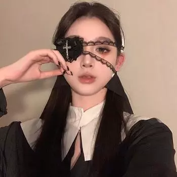 Хэллоуин Милый Крутой Панк Крест Повязка На Глаза Лолита Темный Готический Кружева Бант Cos Аксессуары